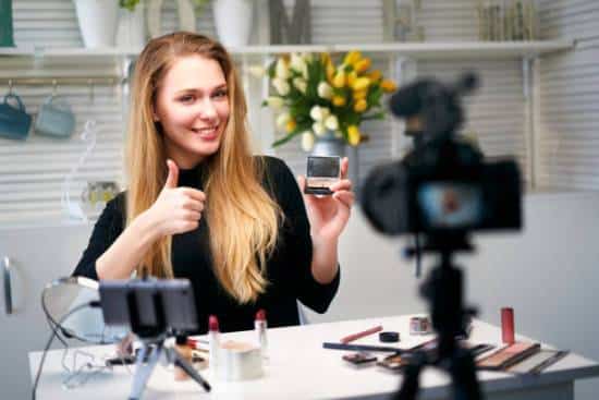 Influencer using and promoting brand product