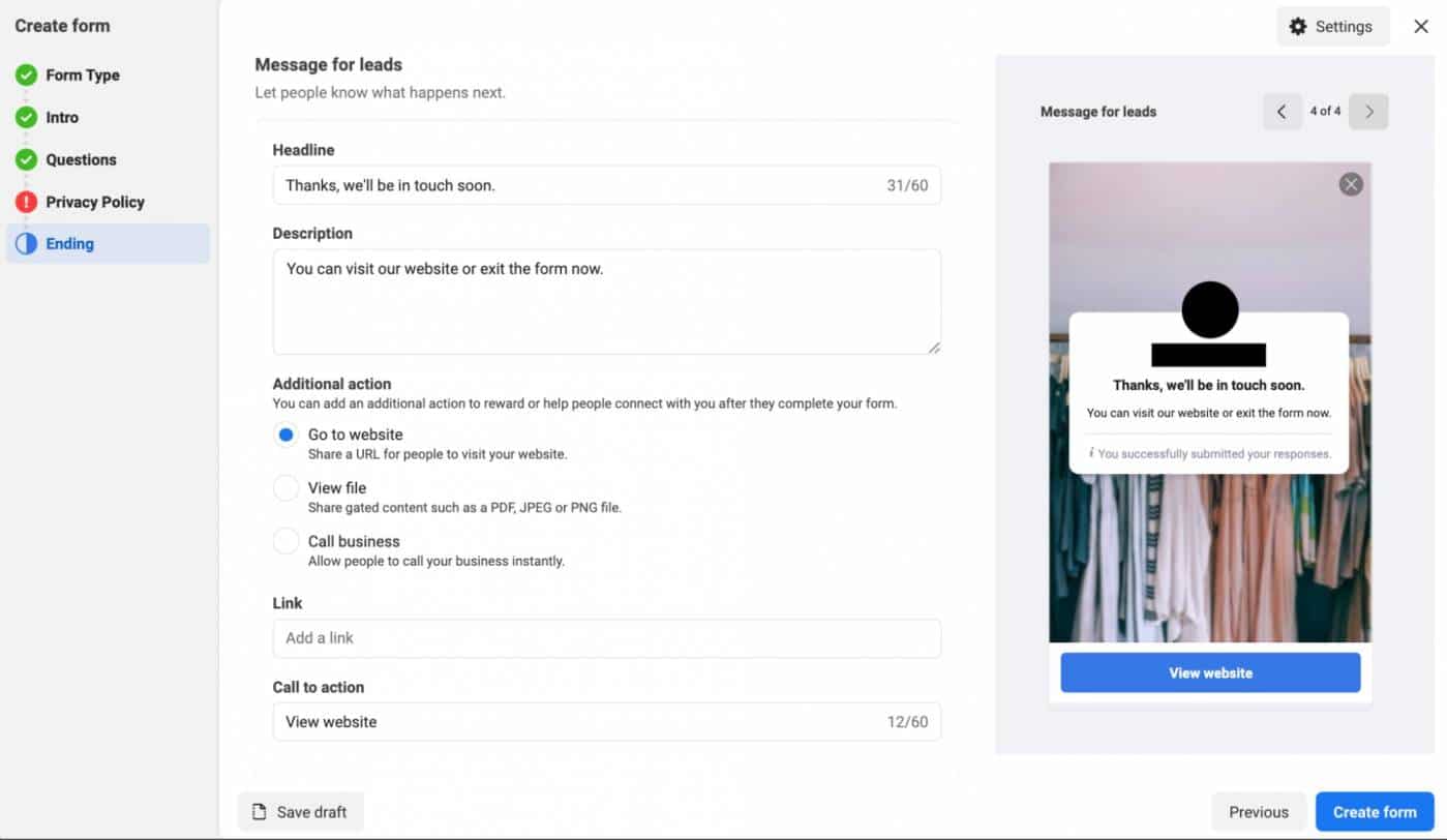 Facebook Lead Generation Forms